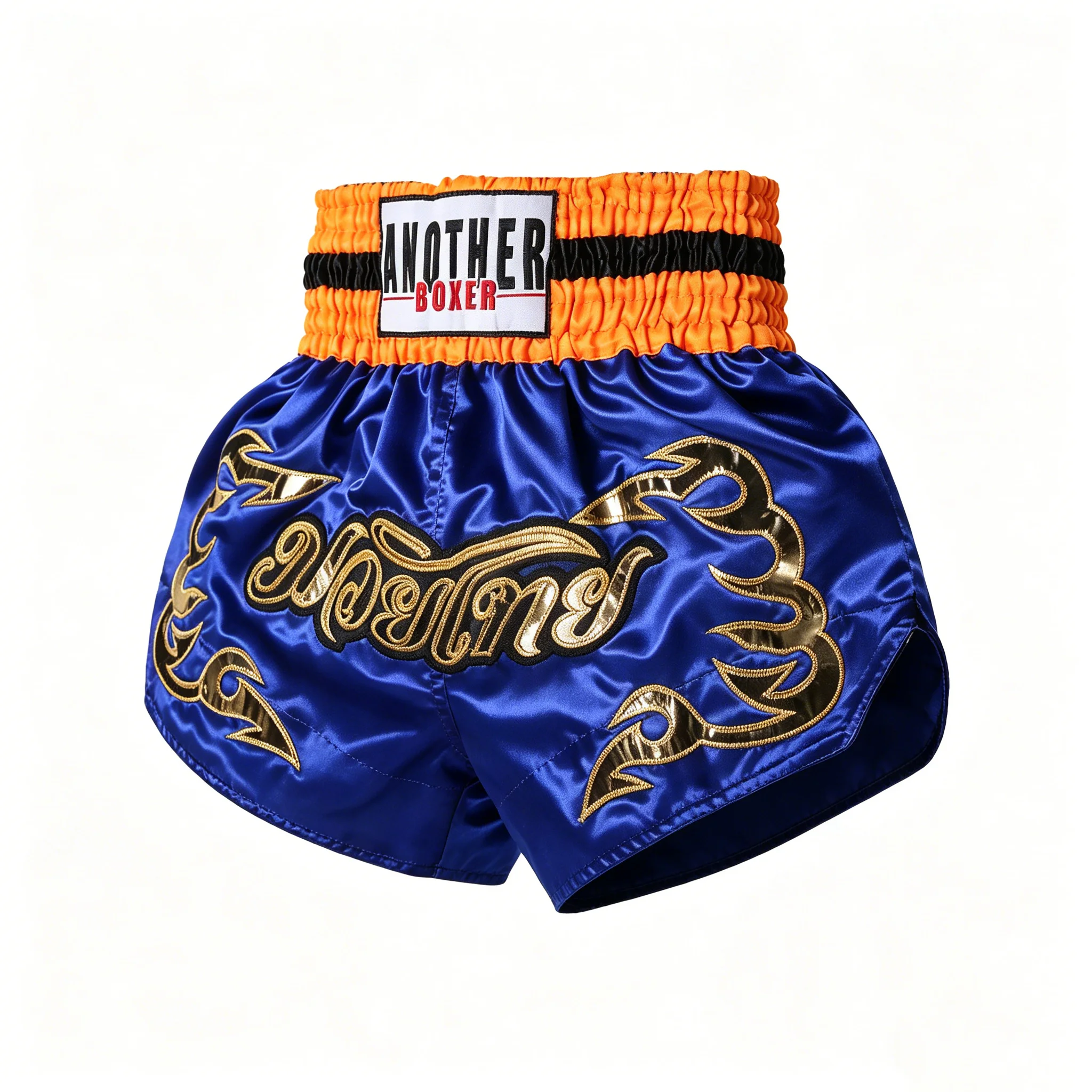 Muay Thai Hosen Blau Orange Boxshorts Kinder Damen Herren Satin Polyester MMA Kleidung Grappling Cage Fight Kickbox-Shorts