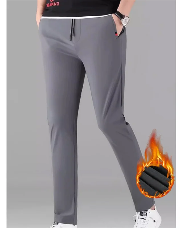 

Брюки мужские на флисе, повседневные свободные прямые штаны, большие размеры