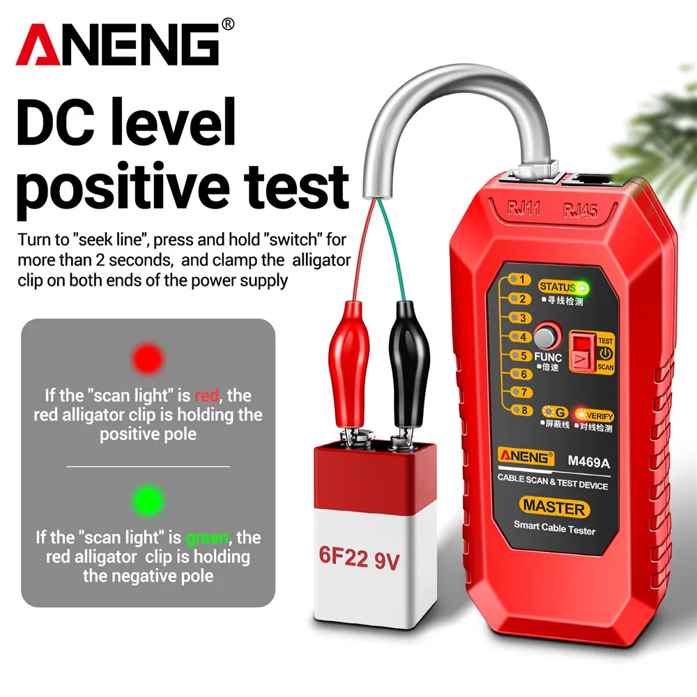 ANENG M469A Network Line Finder RJ11/RJ45 Interface Network Cable Proofreading LAN Cable Tester Finder Wire Repair Tester Tools