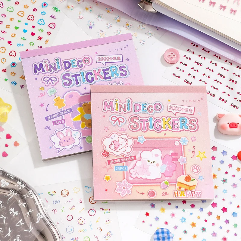 25-Blatt/Buch, Miniatur-Nagelaufkleber-Set, gestanzt, für DIY-Maniküre, Dekoration, Scrapbook-Mix, multifunktionales Bastelzubehör