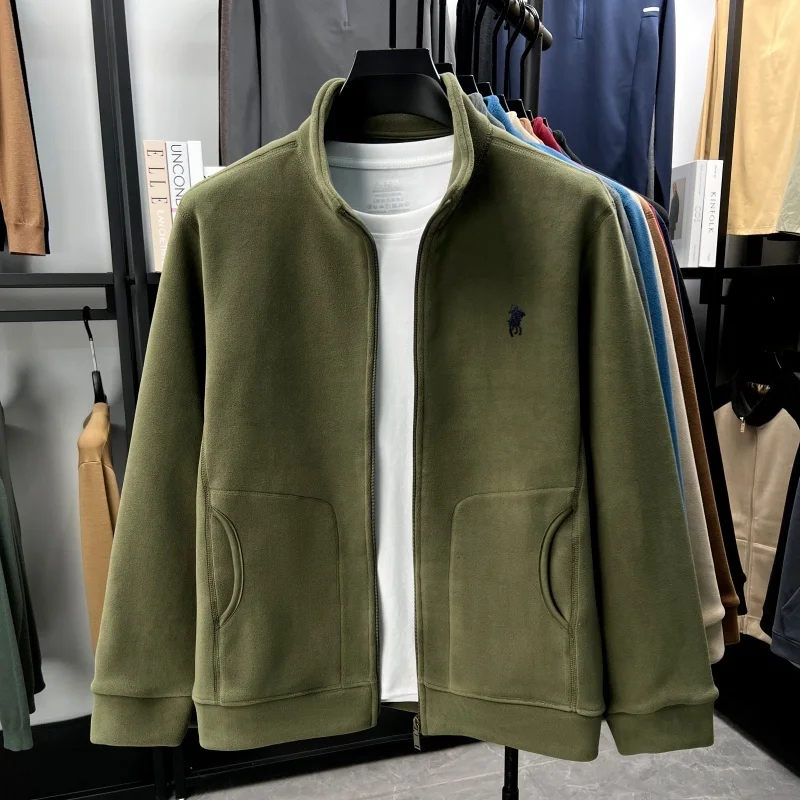Modische Herrenjacke für Herbst und Winter, hochwertige, verdickte, warme Samtjacke, High-End-Marke Paul Pony, bestickte Jacke mit Reißverschluss und Stehkragen – Detail 17