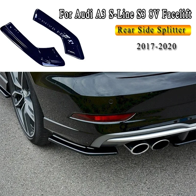 Maxton Style Rear Side Splitter for Audi A3 S-Line S3 8V Facelift Sedan 2017- 2020 Rear Bumper Side Spoiler Splitter Diffuser