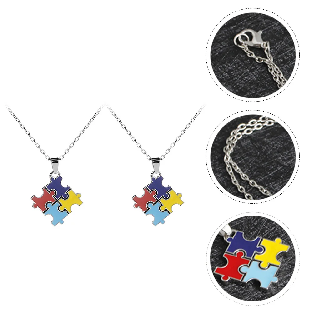 Awareness Keychains Puzzle Necklace Friendship Delicate European and American Necklaces Child Mama