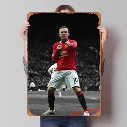 Wayne Rooney Metal Poster Soccer Sports Metal Signs Bathroom Decoration Living Room Custom Tinplate Sign for Wall Art Decoration
