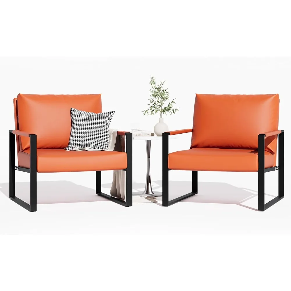 

Accent Chair Set of 2 Leather Modern Comfortable Waiting Room Chairs Easy to Clean Couch Chair for Living Room Bedroom Office (O