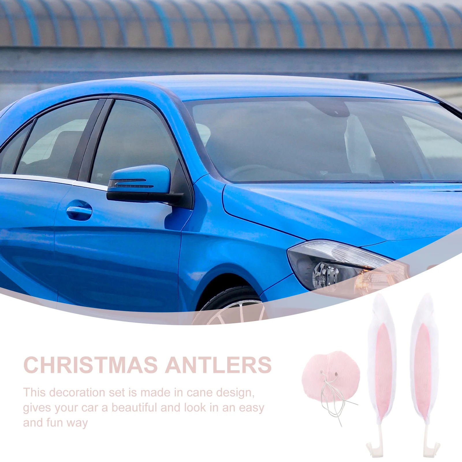 

Rabbit Ears Car Decoration Pink Baby Gadgets Christmas Ornament Set Durable Fabric Easy Installation Vehicle Antenna