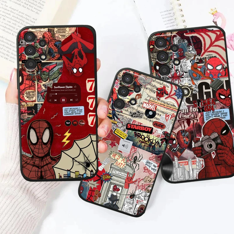 

Cool Marvel Spider-Man For Samsung A73 A72 A54 A53 A52S A34 A33 A32 A25 A24 A23 Black Silicone Phone Case