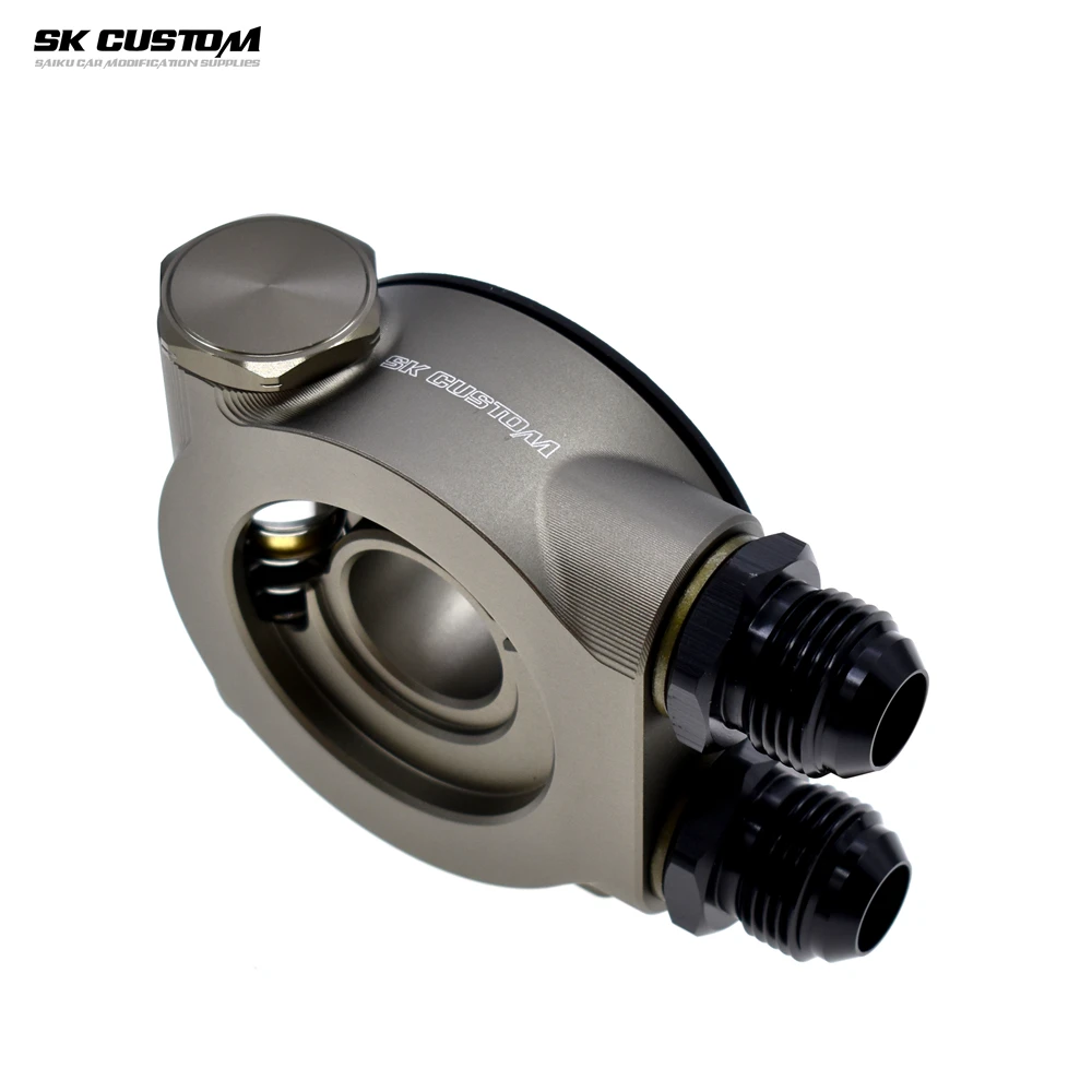 SK CUSTOM Car Conversion Aluminum Oil Cooling Adapter Oil Cooling Kit Sandwich Panel Thermostat Adapter 80° AN10 AN8