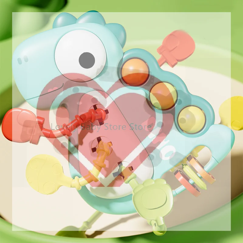 【BS】Montessori Toys For Baby,Dinosaur Pull String Toy For Infant,Sensory Teething Toys, Gifts For Toddlers Boys And Girls