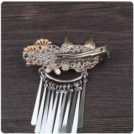 2024 Handmade Vintage Hairpin Hanfu Headwear Classic Side Clip Ancient Girl Cute Fox Clip Tassels Headdress Hair Accessory