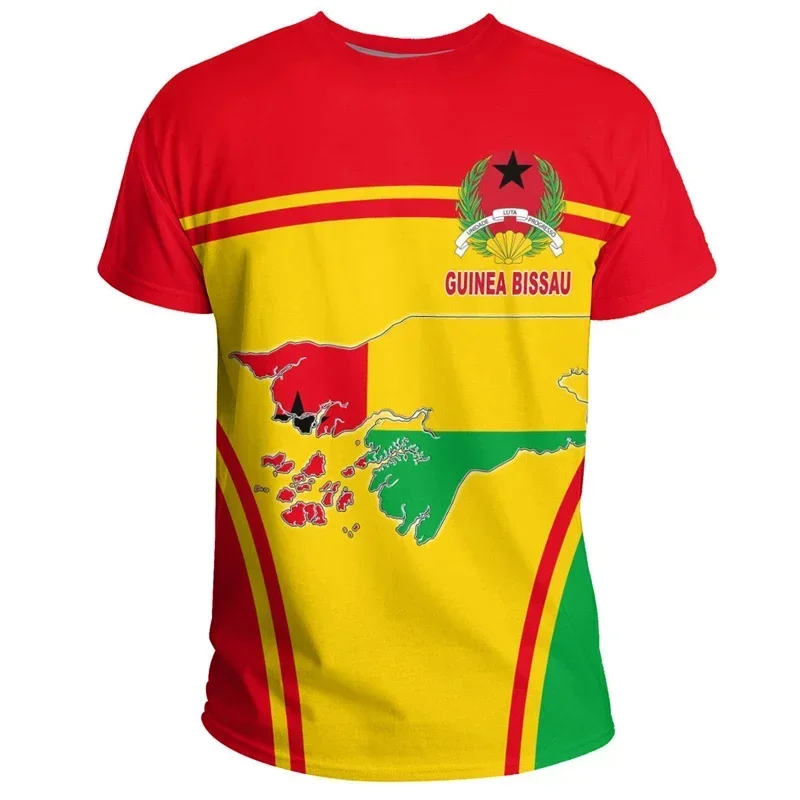 Africa Guinea-Bissau Map Flag Graphic T Shirts National Emblem T-Shirt Patriotic Coat Of Arms Tshirt Male Sport Jersey Boy Tops