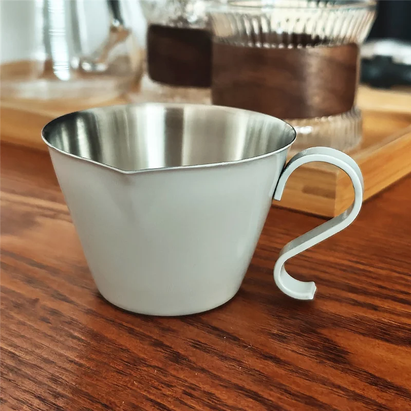 ABLN-Latte Art Zylinder mit spitzem Mund, Milchbecher aus Edelstahl 304, ausgefallener Kaffee-Milchaufschäumtopf, Kaffee-Extraktionsbecher