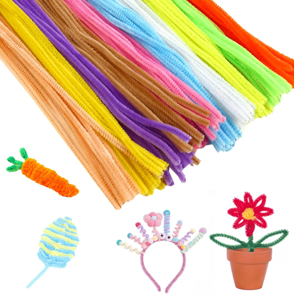 Varilla trenzada de chenilla de 30cm, alambre de hierro para manualidades, raíz de lana, barra esponjosa, decoración giratoria, limpiador de tuberías, palo de felpa, 10/20/100 Uds.