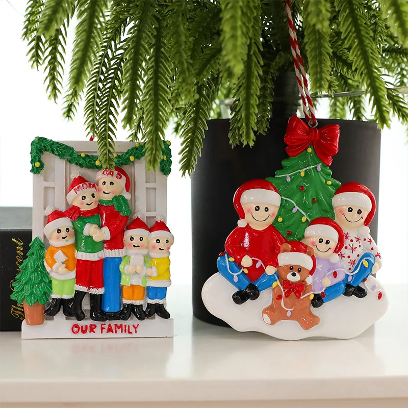New Christmas family resin pendant, creative Christmas tree decorations, Christmas gift toys