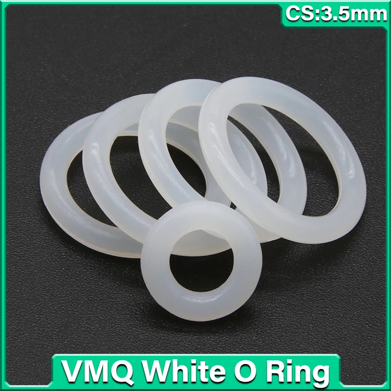 10/50pcs VMQ O Ring Gasket  CS 3.5mm OD 10 ~ 85mm White Waterproof Washer Round O Shape Silicone Ring Food Grade