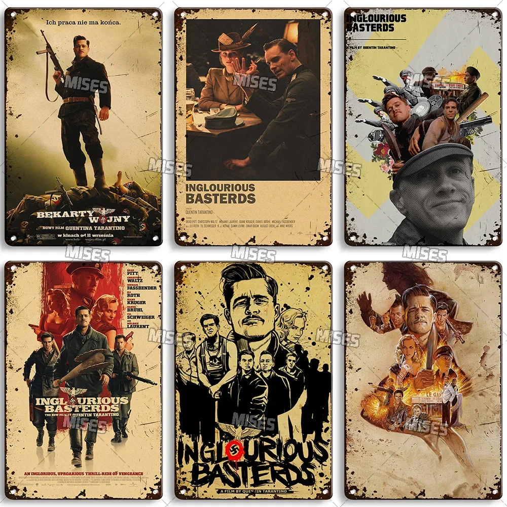 MISES Classic Movie Inglourious Basterds Decorative Poster Metal Tin Sign Wall Plate Retro Metal Sign Home Bar Cafe Wall Decor