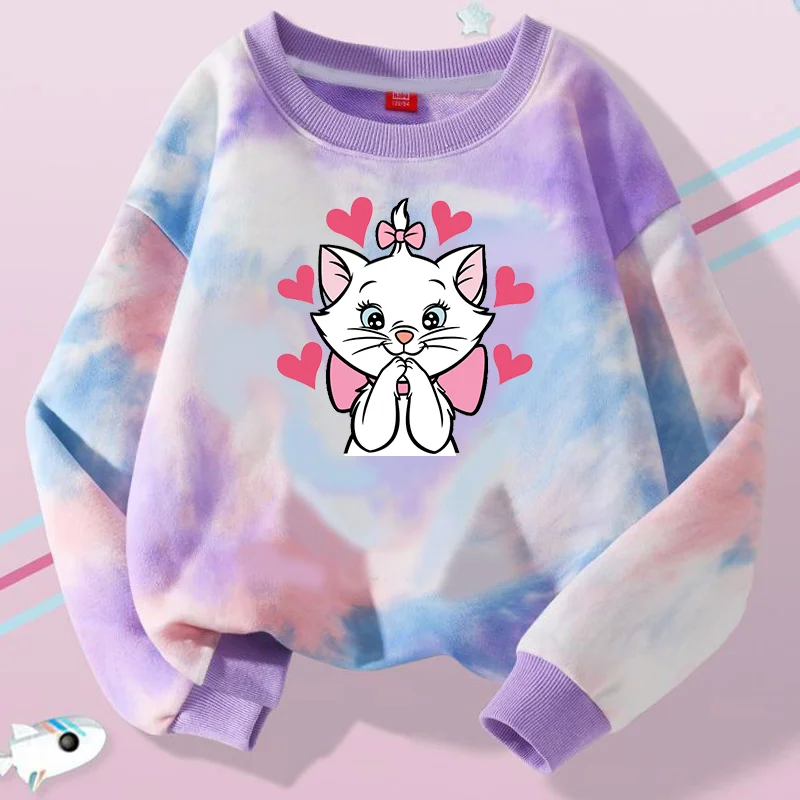 The Aristocats Marie Cat Children T-shirt Long-sleeved Kids Shirt Crewneck Girl Clothes Boy Sweatshirt O-neck Pullover Blouse