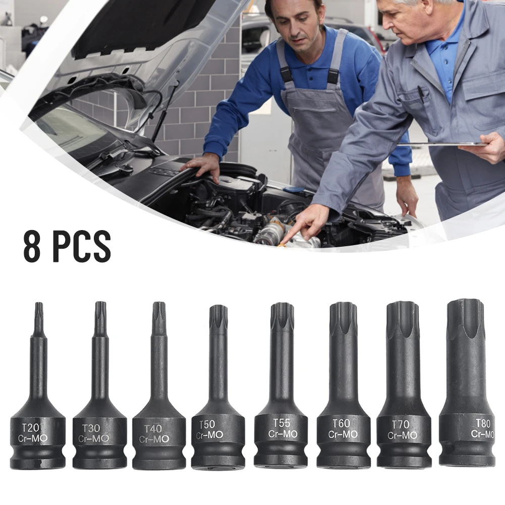 

Heavy Duty 12 Inch Drive Torx Star Bit Socket Sets Long Lasting Performance 8 Sizes T20 T30 T40 T50 T55 T60 T70 T80