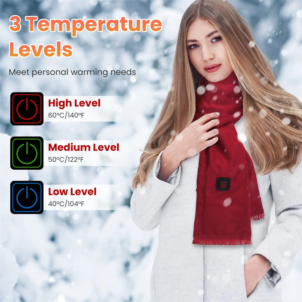 

Heated Neck Wrap Warm Heated Scarf, USB Powered with 3 Temperature Modes ,Soft Skin-Friendly Washable Scarf for Winter Camping