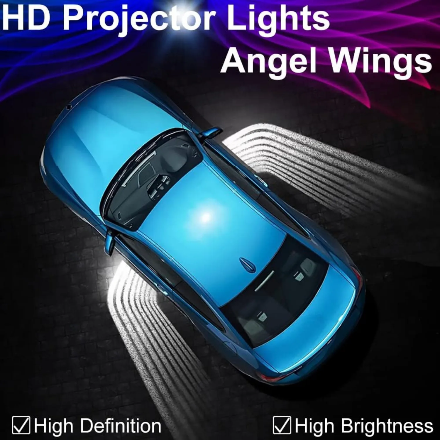 Car Body Projector Lights, HD Angel Wings Door Projector Ghost Shadow Light Kit, LED Welcome Projection Lights-Universal