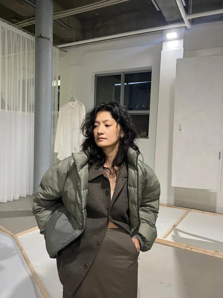 Lekka kurtka puchowa z wysokim kołnierzem, luźny krój, męska, codzienna, idealna do dojazdów do pracy, ciepła kurtka puchowa dla kobiet i mężczyzn.