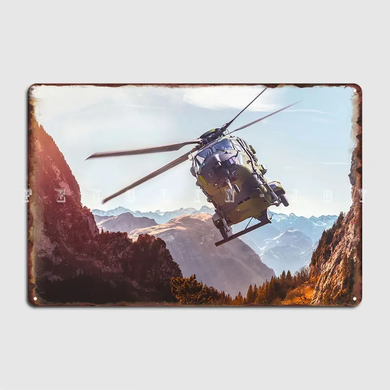 Nh90 Helicopter Metal Sign Club Home Wall Personalized Painting Décor Tin Sign Posters