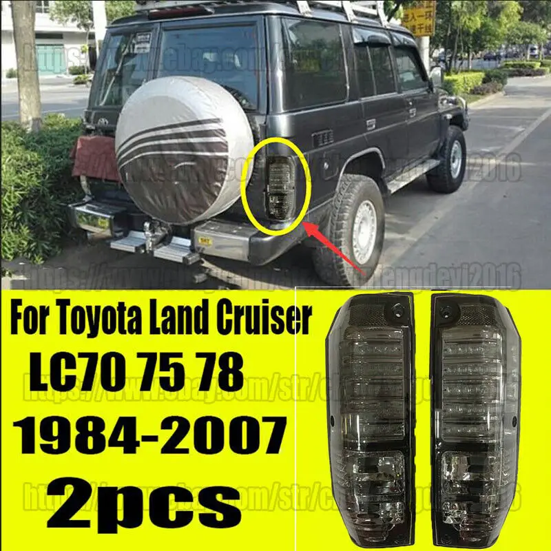 Smoked Black Lens Tail Lamp Rear Light For Toyota Land Cruiser LC70 75 78 84-07