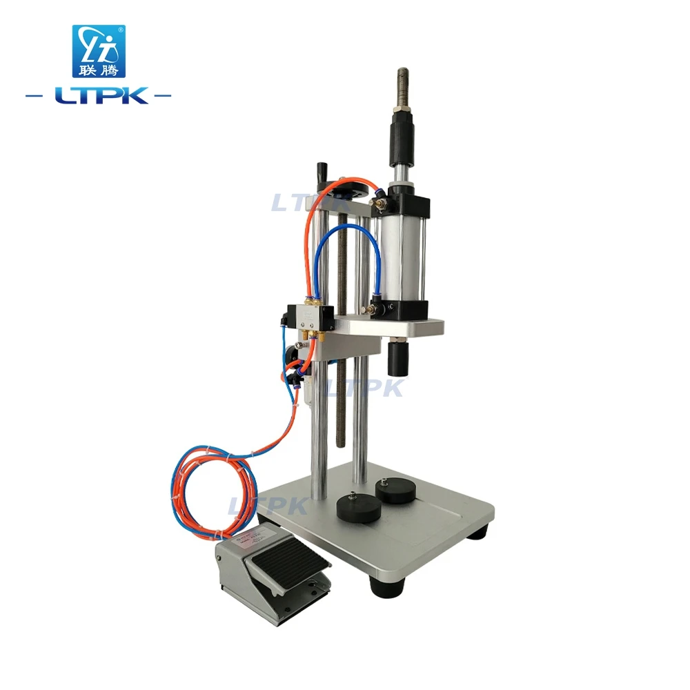 

LT-180 Semi Automatic Tabletop Pneumatic Perfume Jar Bottle Cap Press Machine Bottle Aluminum Cap Screw Closure Capping Machine
