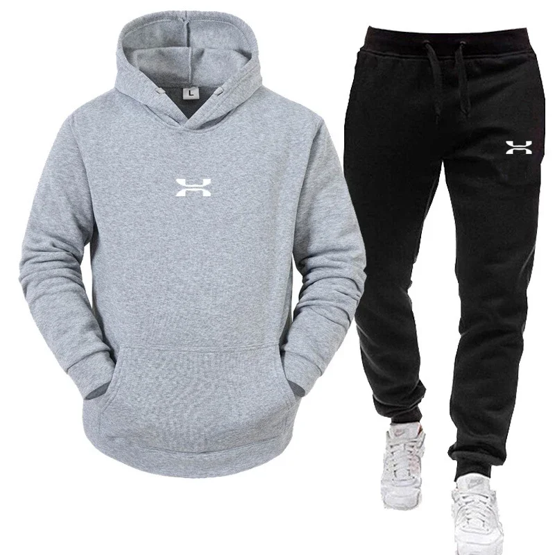 Men's track and field wear autumn and winter outdoor fitness fashion jogging tracksuit hoodie + casual pants two-piece set