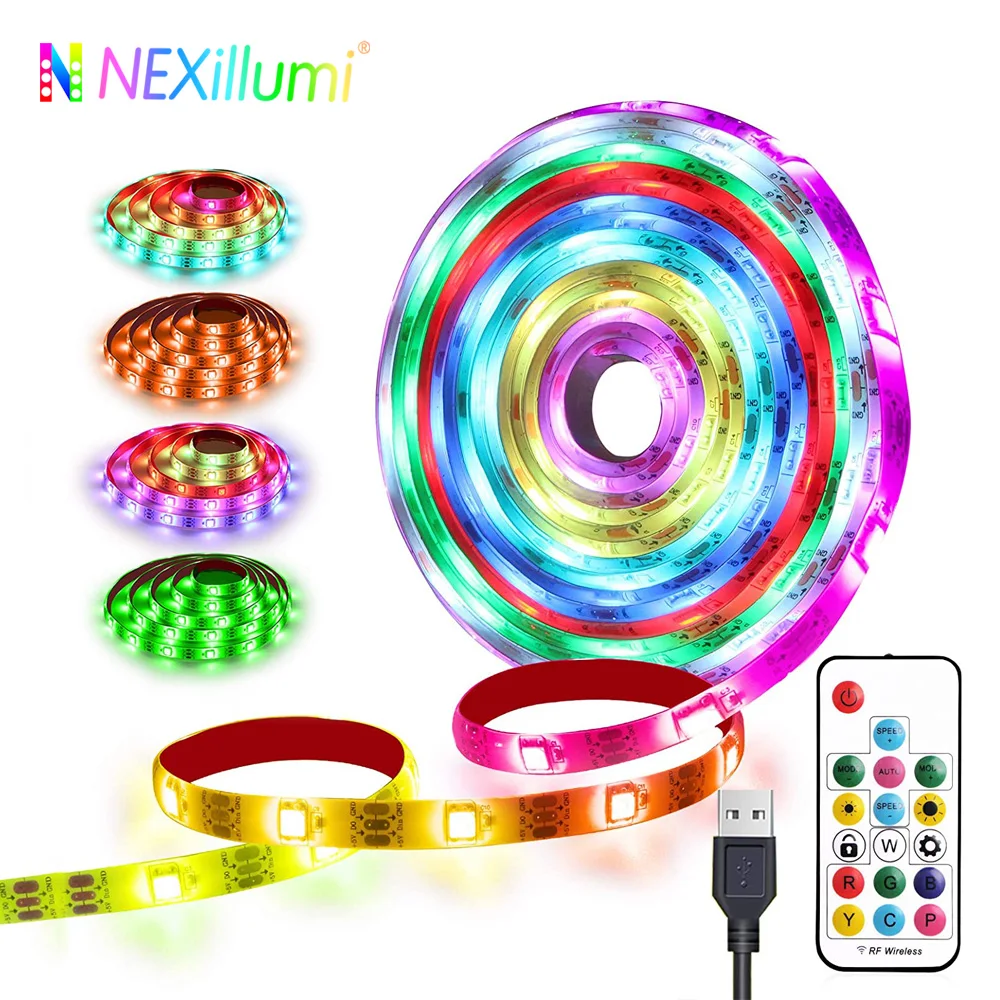 Nexillumi,Dreamcolor LED Light Strip  APP Control WS2811 WS2812B RGBIC Flexible Led Strip ,Rainbow Color Led Light ,USB powered