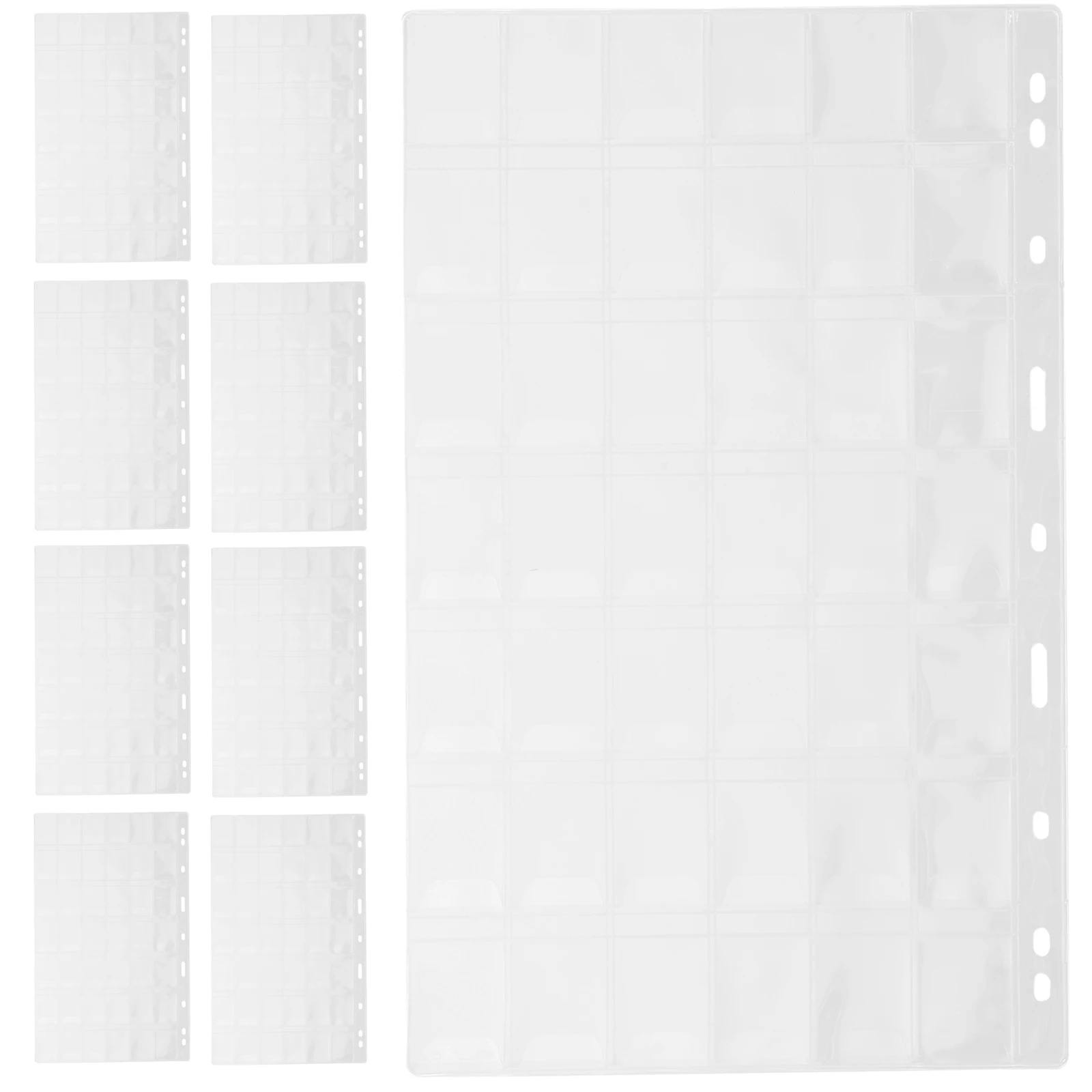 

9pcs Collecting Pages 30 Grids PVC Transparent Storage Sheets for Commemorative Currency Stamps Album Binder Supplies