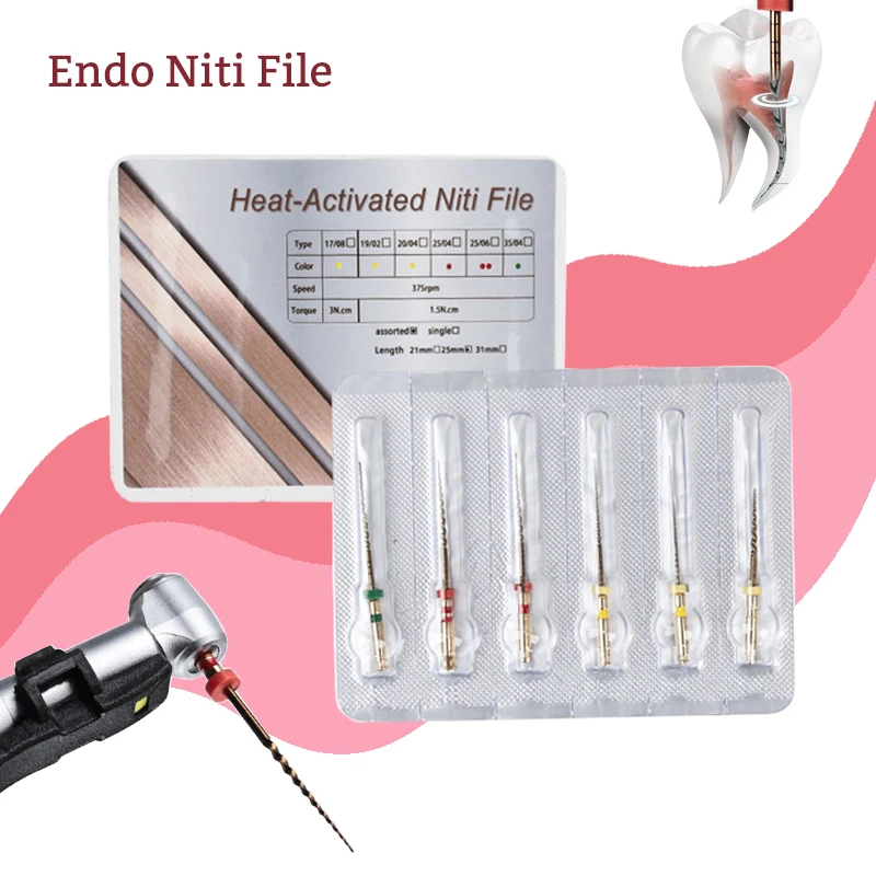 6 pcs Dental Root Canal Treatment Heat Files Reciprocation Endo NITI File Dental Files Dentistry Endodontic Instrument