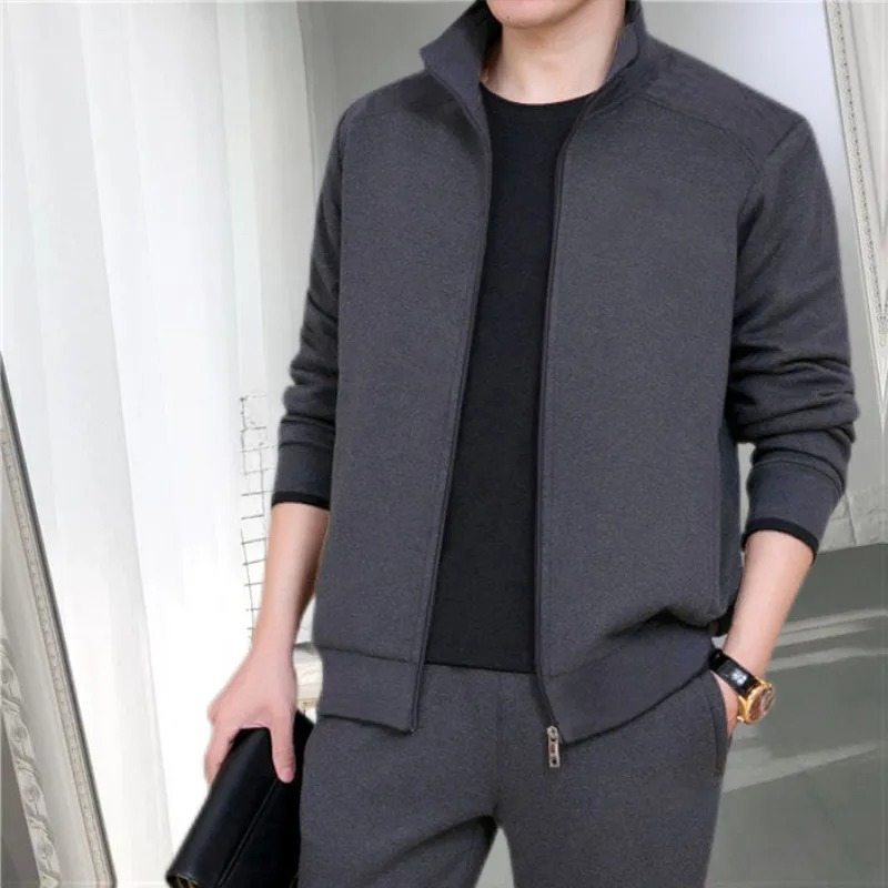 

Mens Stand Collar Full Zip Jacket Straight Sweatpants Two Piece Tracksuit Set