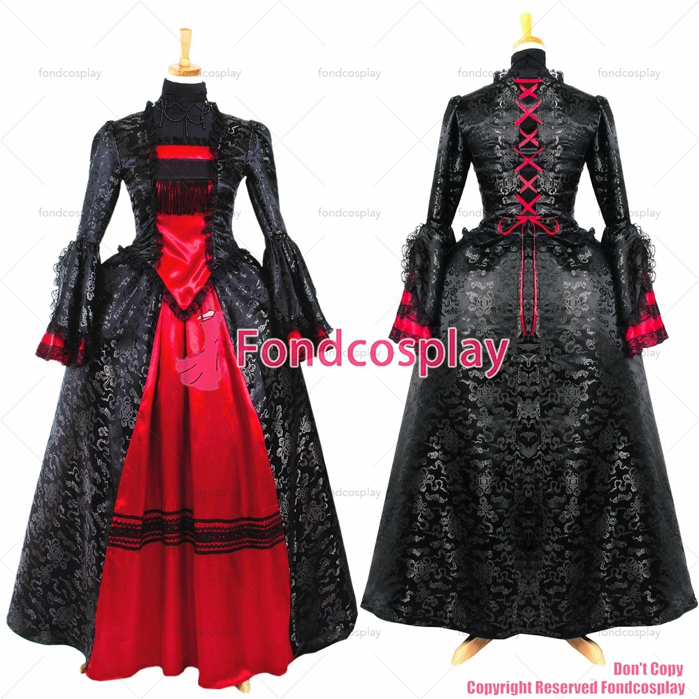 fondcosplay Elegant Gothic Punk black Brocade top skirt Medieval Gown Victorian ROCOCO Dress cosplay Costume Custom-made[G700]