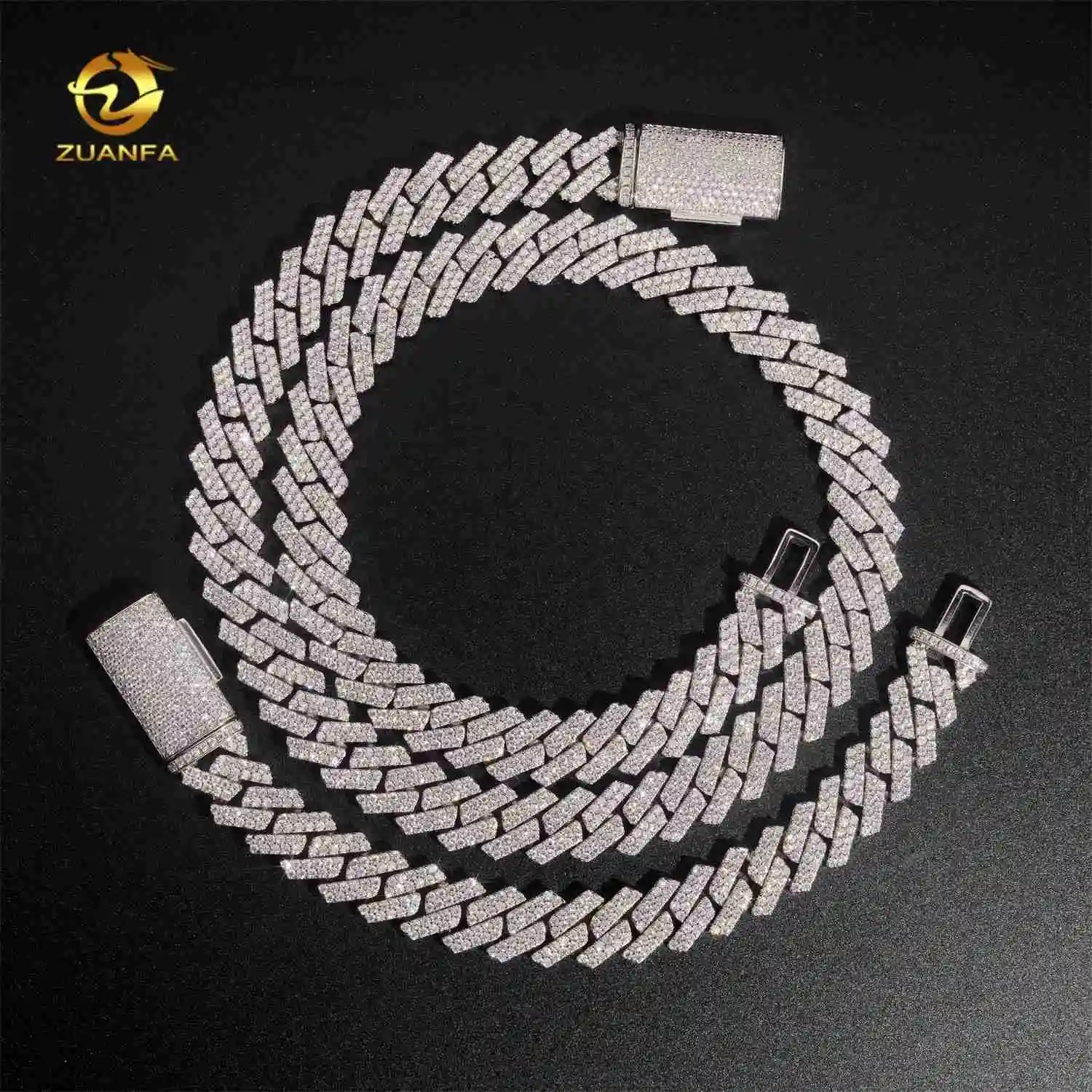 Diamond Pass Tester Hip Hop Jewelry Iced Out Necklace VVS Moissanite 925 Silver Cuban Link Chain..