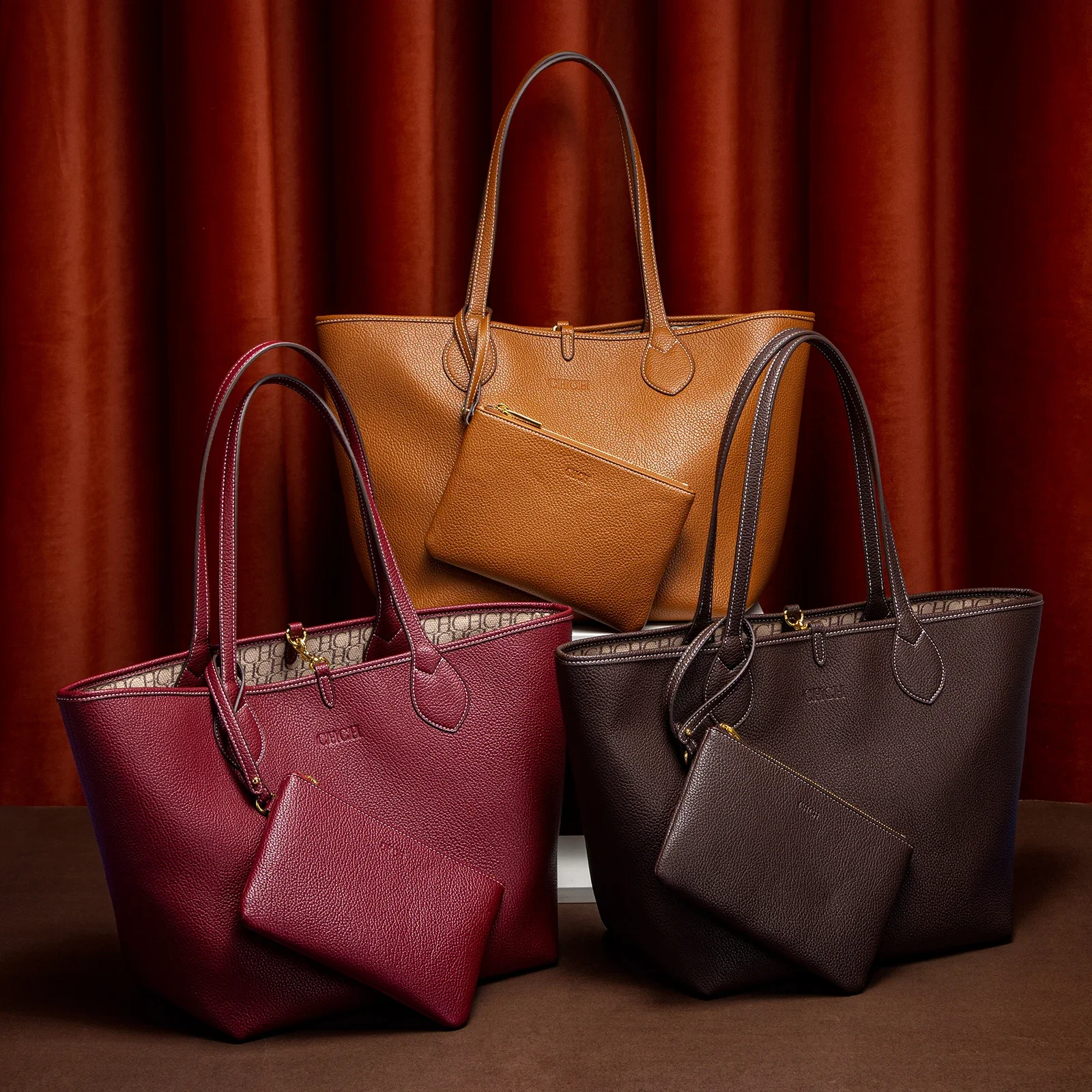 C-H Women Tote Bag  Autumn New Coffee Color Handbag Double sided Mother Child Casual Shopping Bags