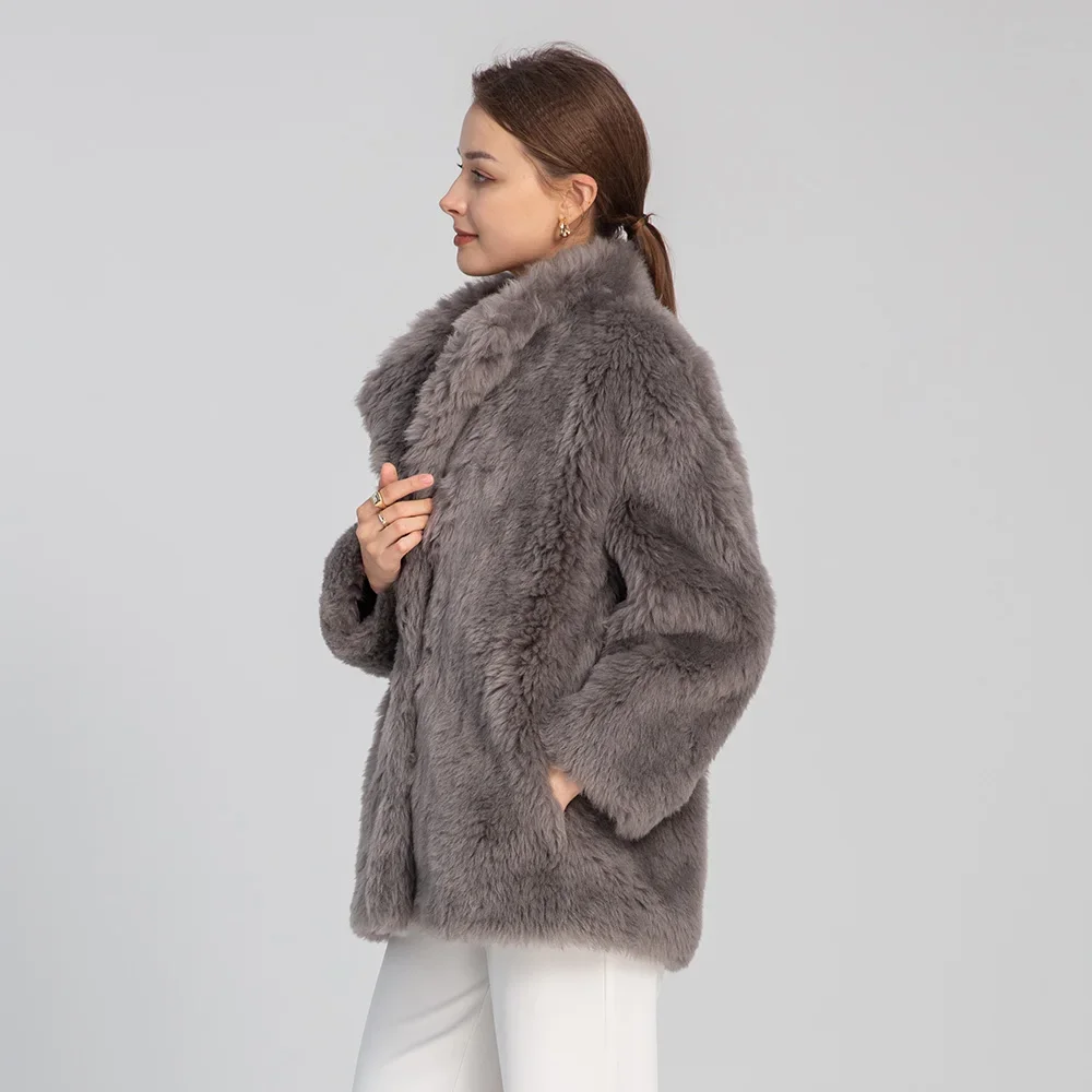 2023 Nieuwe Vrouwen Echte Wollen Jassen Winter Mode Shearling Jassen Dame Lamsbont Kleding Van Topkwaliteit 100% Wol