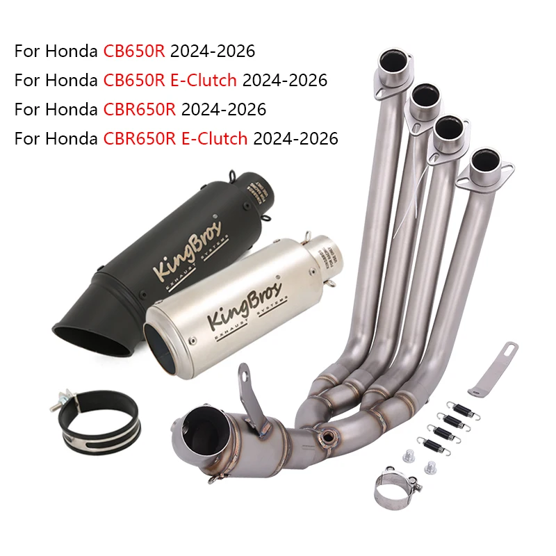 Sistema de escape completo Slip-On para Honda CB650R E-Clutch CBR650R 2024 2025 2026, tubo de conexión de 51 mm y silenciador trasero con DB Killer