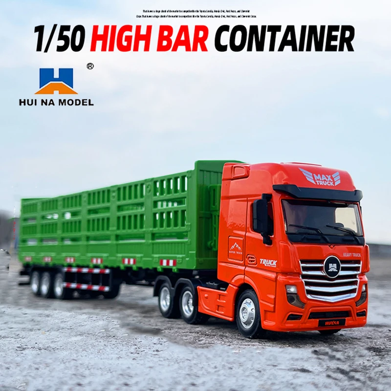 

Huina Alloy Container Truck Model Toy Car 30Cm Large 1/50 Metal Diecast Pull Back Transport Trucks Collection Car for Boys Gifts