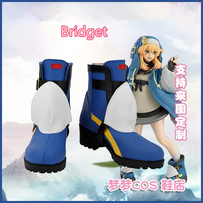 

Guilty Gear Strive Bridget Cosplay Costume Shoes Blue Handmade Faux Leather Boots