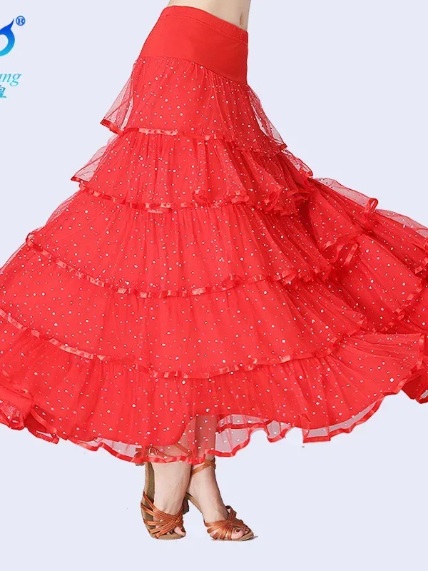 

Ballroom Dancing Modern Dance Sequins Big Hem Long Skirt Competition Performance Clothes Social Dance Long Dress