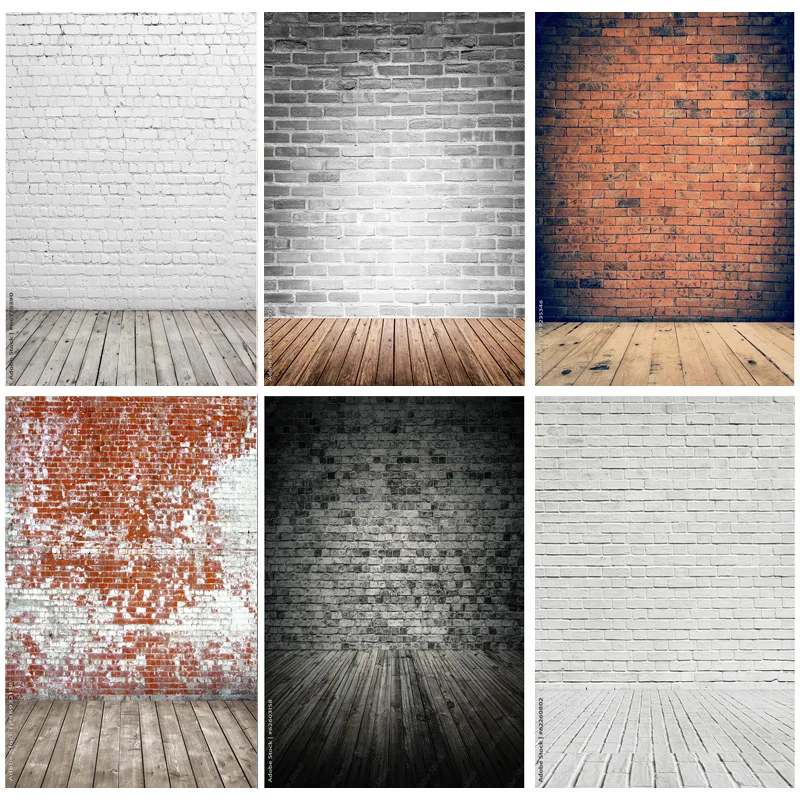 

Vintage Brick Wall Wood Floor Photography Backdrops Portrait Photo Background Studio Prop ZXX-02