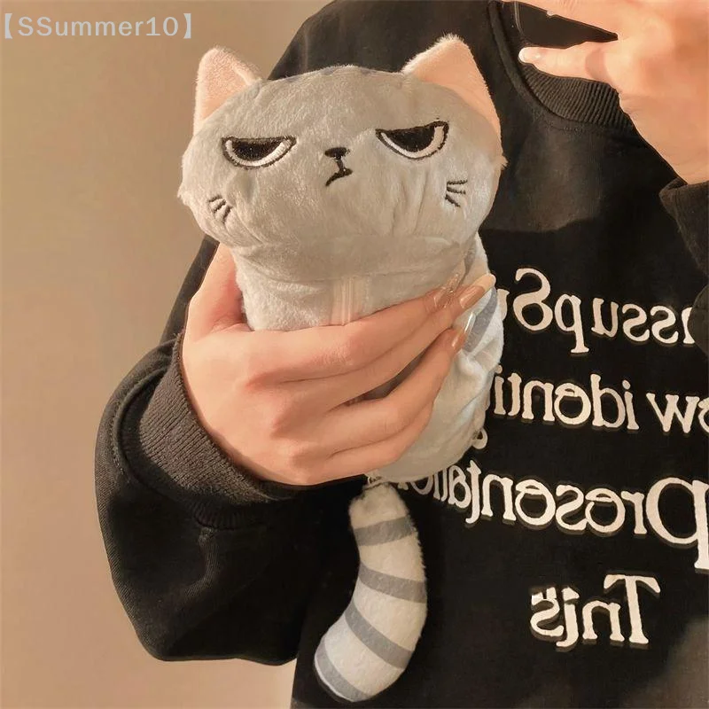 【SSummer10】Niedliches Cartoon-Plüsch-Federmäppchen mit grauer Katze – Kawaii Make-up-Tasche mit großem Fassungsvermögen, tragbare Schreibwaren- und Bürobedarfstasche【SS】