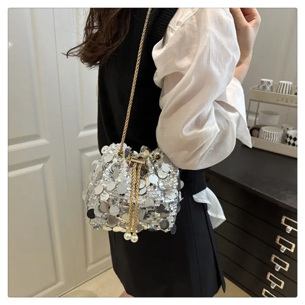 

Casual Shiny Evening Banquet Bag Glitter Blingbling Sequin Shoulder Bag Handbag Small Purse Mini Bucket Bag Party