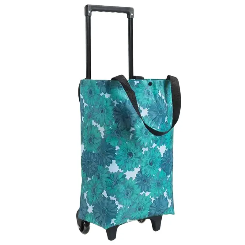 

A26F-Portable Trolley Tote Foldable Shopping Cart With Wheels, Waterproof Rolling Bag For Women For Travel, Stair Climbing
