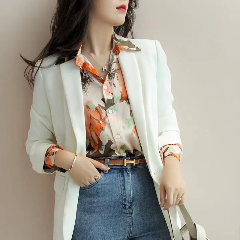 Vintage Floral Print Elegant Chic Sweet Commute Top Blouse Women Spring Autumn Fashion Casual Long Sleeve Street Shirts Blusas