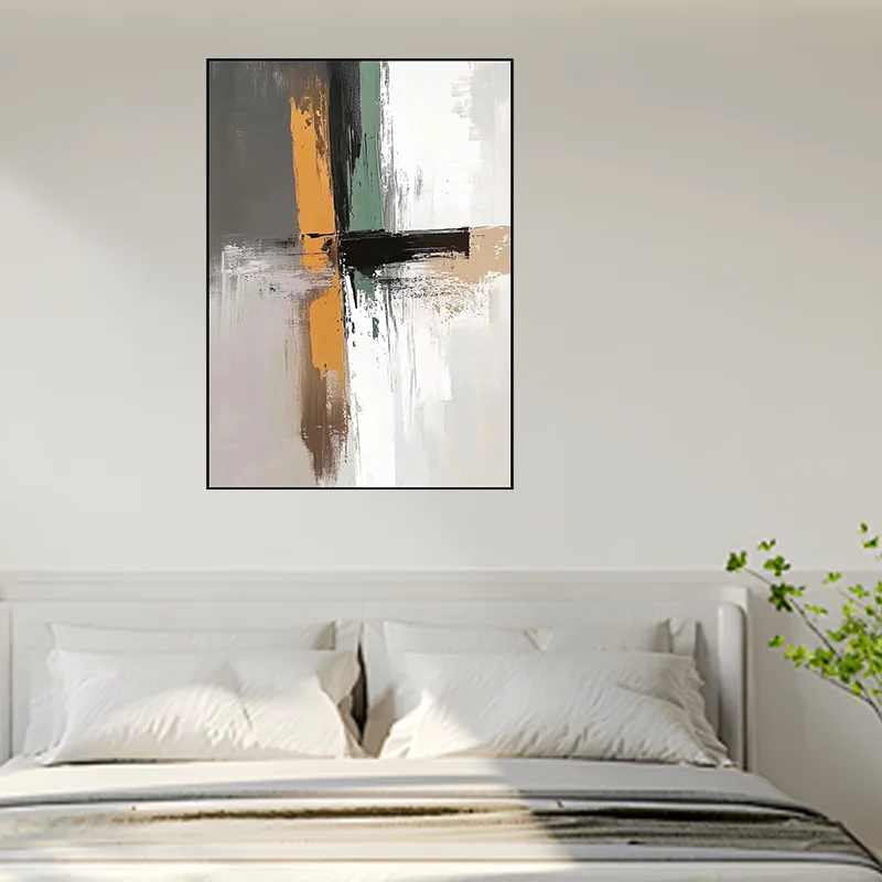 Pintura al óleo pintada a mano pura abstracta, imagen colgante para habitación, pintura de decoración minimalista moderna, carta de sentido de textura de entrada