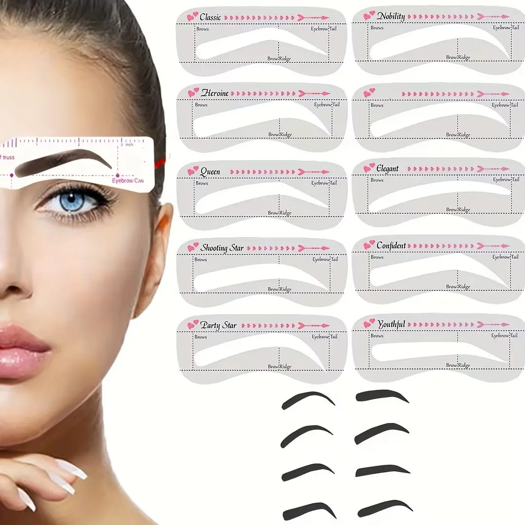 1/2PCS LAZY EYEBROW STENCILS, AUXILIARY TOOLS FOR BEGINNERS TO DRAW EYEBROWS, MULTIPLE SHAPING EYEBROW PRINTING TEMPLATES, REUSABLE EYEBROW‑SHAPE CARDS, NATURALLY SIMULATED EYEBROW TEMPLATES, UNISEX EYEBROW MOLDS, AND EYEBROW‑DRAWING AUXILIARY RULER.