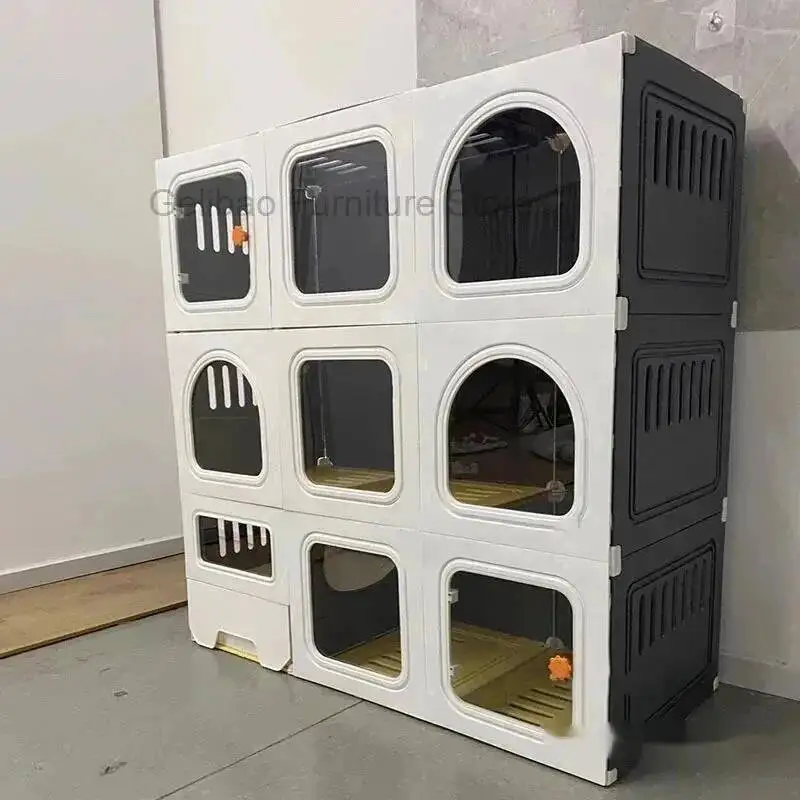 

Indoor Transparent Multi Cat Cage story Home Cat Villa A super large space cat cage house with pulley pet products