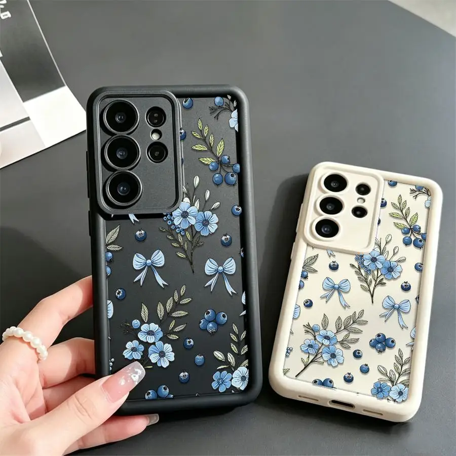 Phone Cover Case for Samsung Galaxy S26 Ultra S22 S25 Edge S24 Plus S20FE S21 S23 FE S25 S24Ultra Blueberry Bow